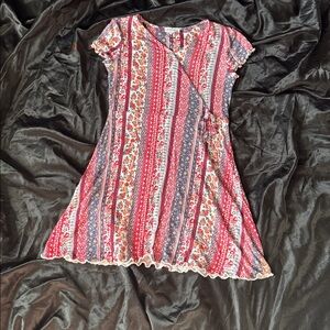 Floral Striped Short Sleeve Dress